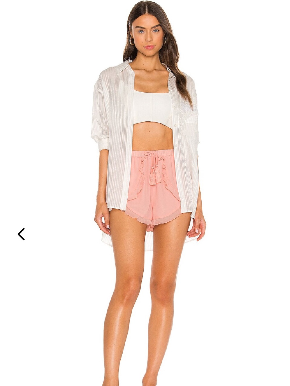 Lovers + Friends Peach Ruffle Tie-Front High Waist Shorts
